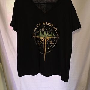 Amazon Black Short Sleeve Tee with Gold and Green Design